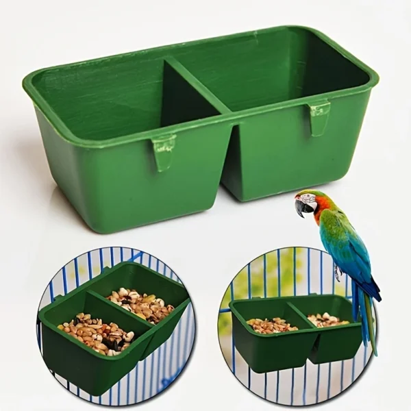 Green Bird Feeder with Dual Compartment Design for Food & Water